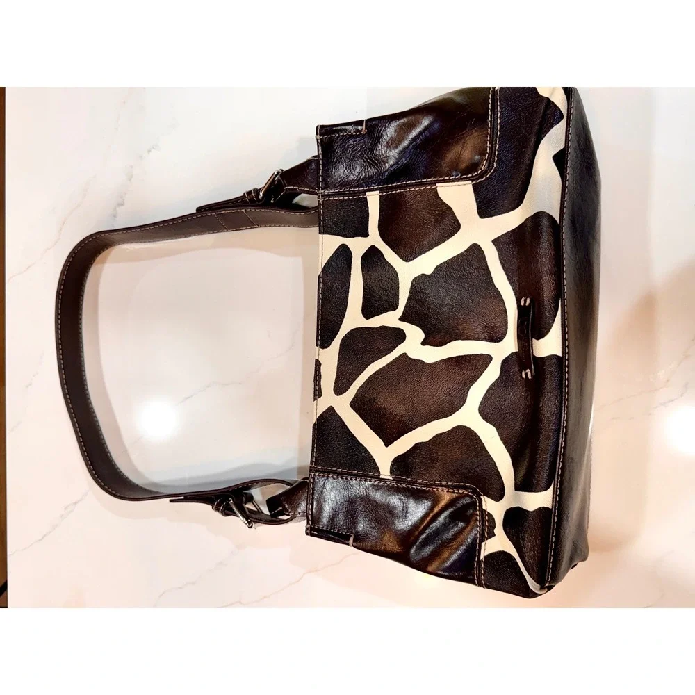 Nine & Co Giraffe Print Handbag and Wallet Set Brown Cream Y2K Vintage Purse - Picture 8 of 16